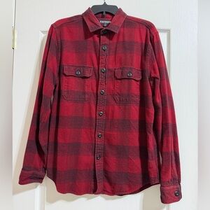 Men’s Express Red and Black Button Down Shirt